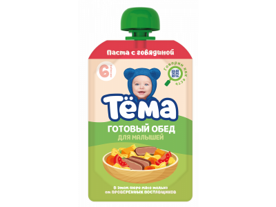 Пюре Тёма Готовый обед Паста с говядиной 85 г дой пак 1-00356088_1