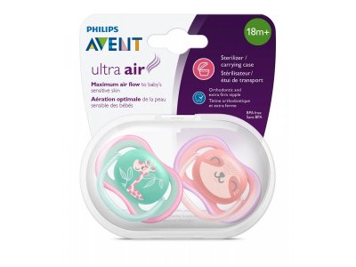 Пустышка Philips Avent ultra air с футляром для хранения и стерилизации, 18+ мес., 2 шт. 1-00356234_2