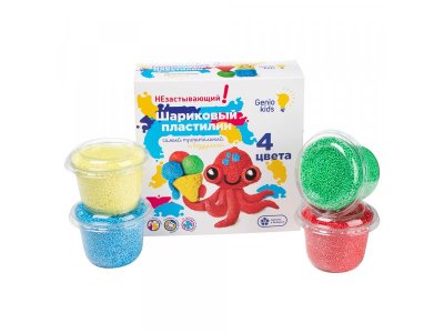 Набор для лепки Genio Kids Шариковый пластилин 4 цвета незастывающий 1-00356579_1