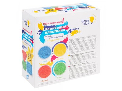 Набор для лепки Genio Kids Шариковый пластилин 4 цвета незастывающий 1-00356579_6