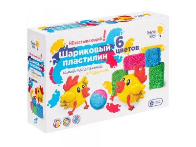 Набор для лепки Genio Kids Шариковый пластилин 6 цветов незастывающий 1-00356580_8