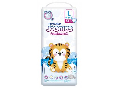 Подгузники-трусики Joonies Premium Soft размер L, 9-14 кг, 44 шт. 1-00229602_1