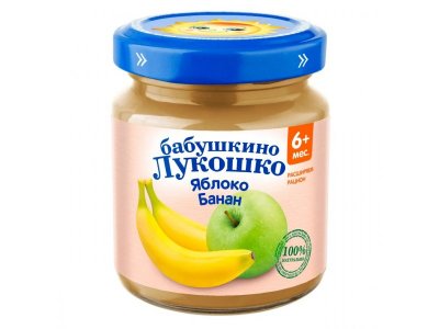 Пюре Бабушкино Лукошко Яблоко, банан без сахара 100 г 1-00003537_1