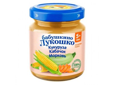 Пюре Бабушкино Лукошко Кукуруза, кабачок, морковь, 100 г 1-00301316_1