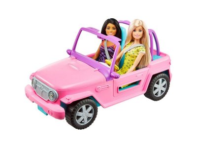 Кукла Mattel Barbie Барби с подругой на машине джипе розовом 1-00357284_1
