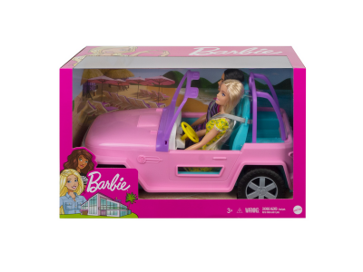 Кукла Mattel Barbie Барби с подругой на машине джипе розовом 1-00357284_3