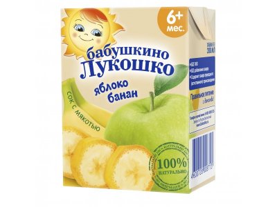 Сок Бабушкино Лукошко Яблочно-банановый с мякотью, Tetra Pak 200 мл 1-00108548_2