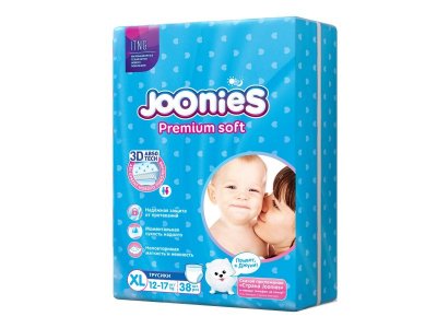 Подгузники-трусики Joonies Premium Soft, размер XL 12-17 кг, 38 шт. 1-00265731_1
