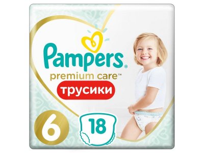 Подгузники-трусики Pampers Premium Care 15+ кг, размер 6, 18 шт. 1-00204221
