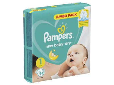 Подгузники Pampers New Baby-Dry 2–5 кг, размер 1, 94 шт. 1-00204225_10
