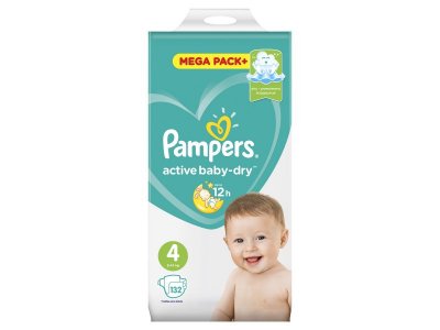 Подгузники Pampers Active Baby-Dry 9–14 кг, размер 4, 132 шт. Мега бокс + 1-00204444_10