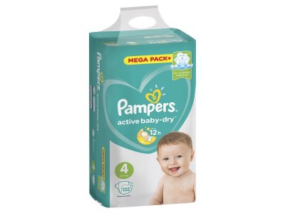 Подгузники Pampers Active Baby-Dry 9–14 кг, размер 4, 132 шт. Мега бокс + 1-00204444_11