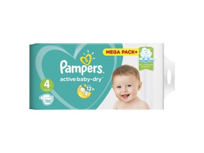 Подгузники Pampers Active Baby-Dry 9–14 кг, размер 4, 132 шт. Мега бокс + 1-00204444_12