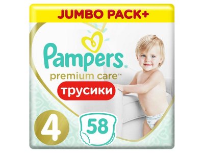 Подгузники-трусики Pampers Premium Care 9-15 кг, размер 4, 58 шт. 1-00204215_1