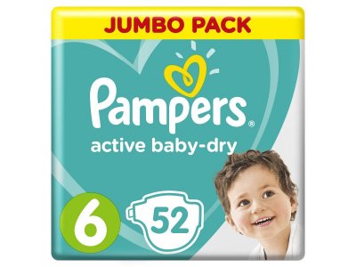 Подгузники Pampers Active Baby-Dry 13–18 кг, размер 6, 52 шт. 1-00204223_1