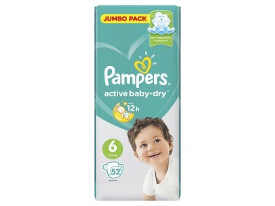 Подгузники Pampers Active Baby-Dry 13–18 кг, размер 6, 52 шт. 1-00204223_11