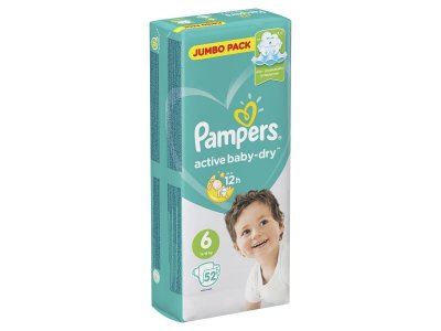 Подгузники Pampers Active Baby-Dry 13–18 кг, размер 6, 52 шт. 1-00204223_10