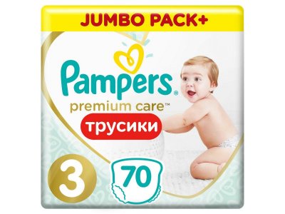 Подгузники-трусики Pampers Premium Care 6-11 кг, размер 3, 70 шт. 1-00204224_1