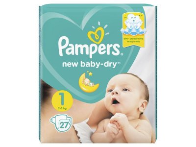 Подгузники Pampers New Baby-Dry 2–5 кг, размер 1, 27 шт. 1-00204226_9