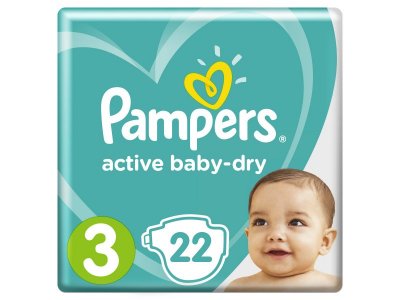 Подгузники Pampers Active Baby-Dry 6–10 кг, размер 3, 22 шт. 1-00204228_1