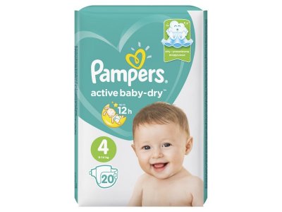 Подгузники Pampers Active Baby-Dry 9–14 кг, размер 4, 20 шт. 1-00204229_10