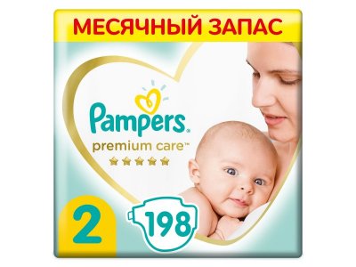 Подгузники Pampers Premium Care Mini 4-8 кг, Мега Супер Упаковка, 198 шт. 1-00276714_1