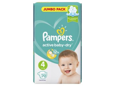 Подгузники Pampers Active Baby-Dry 9–14 кг, размер 4, 70 шт. 1-00061321_2