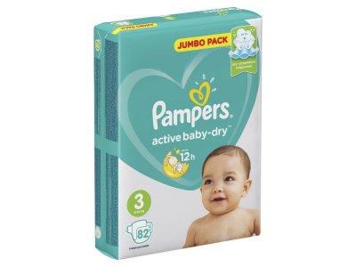 Подгузники Pampers Active Baby-Dry 6–10 кг, размер 3, 82 шт. 1-00061320_3