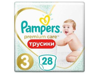 Подгузники-трусики Pampers Premium Care 6-11 кг, размер 3, 28 шт. 1-00151817