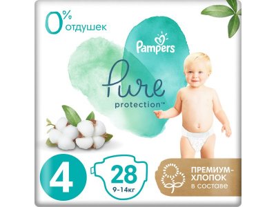 Подгузники Pampers Pure Protection Maxi (9-14 кг),28 шт. 1-00266471_1