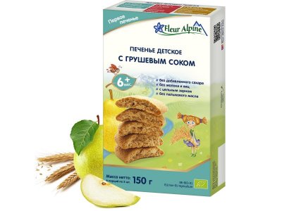 Печенье Fleur Alpine детское с грушевым соком 150 г 1-00321614_1