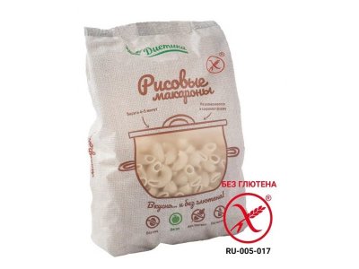 Макаронные изделия Диетика из рисовой муки Рожок большой 250 г 1-00359223_2