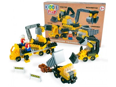 Конструктор Kiddie Play Тягач, Экскаватор, Самосвал, Трактор, 131 деталь 1-00359836_1