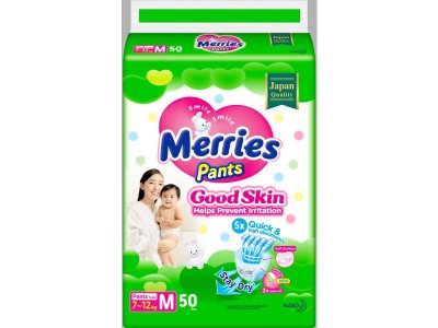 Подгузники-трусики Merries Good Skin размер M (7-12) кг, 50 шт 1-00360057