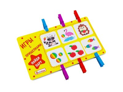 Игры с прищепками Alatoys Найди пару, 12 карточек, 24 прищепки, размер прищепки 45*10*7 мм 1-00360615_4