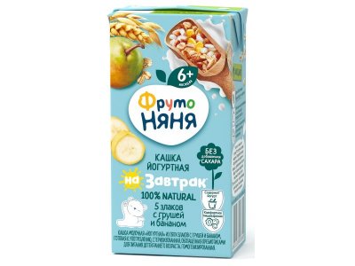 Каша ФрутоНяня йогуртная 5 злаков Груша, банан 0,2 л 1-00226887_1