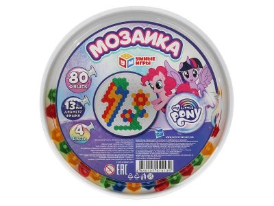 Мозаика Умные игры Мой маленьки Пони, 80 фишек, 4 цвета, круглая, диаметр 18,5 см 1-00362664_1