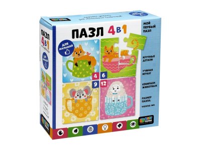 Набор пазлов Origami Baby Games 4 в 1 Чашечки, 4-6-9-12 элементов 1-00364016_1