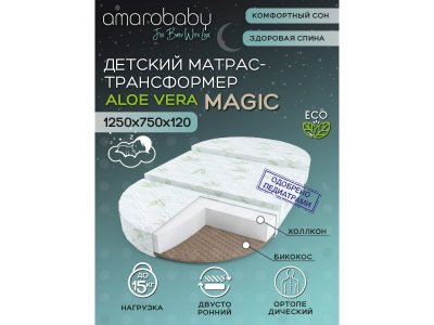 Матрас трансформер AmaroBaby Aloe Vera magic (овальный/круглый), высота 12 см 1-00357079_10