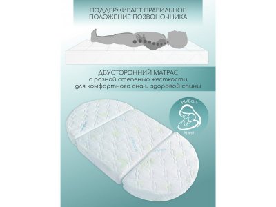 Матрас трансформер AmaroBaby Aloe Vera magic (овальный/круглый), высота 12 см 1-00357079_12