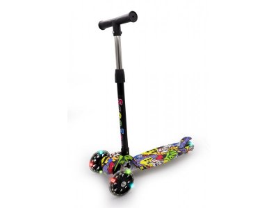 Самокат трехколесный S+S Toys складной со светящимися колесами 1-00341892_2