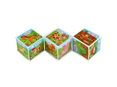 Набор кубиков для ванны Умка Домашние животные, 3 кубика 8*8 см 1-00368258_1