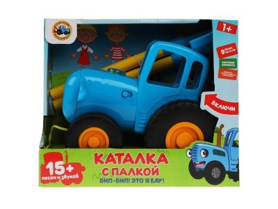 Каталка Умка развивающая Синий трактор, 9 песен, свет, палка и веревка для катания 1-00368302_2