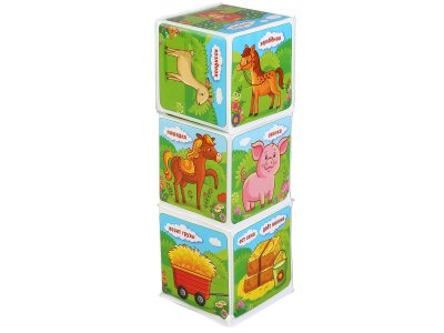 Набор кубиков для ванны Умка Домашние животные, 3 кубика 8*8 см 1-00368258_2