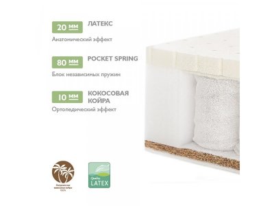 Матрас Plitex Bamboo Sleep с блоком независимых пружин, высота 14 см 1-00368553_3