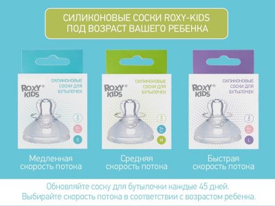 Соска силиконовая для бутылочек Roxy-Kids средний поток, 3 мес+, 2 шт. 1-00369638_4