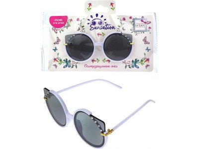 Солнцезащитные очки для детей Lukky Fashion Кошачий взгляд с декором из страз 1-00370030_1