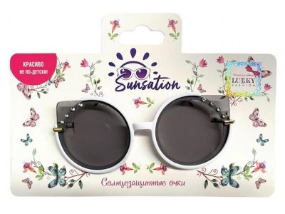 Солнцезащитные очки для детей Lukky Fashion Кошачий взгляд с декором из страз 1-00370030_2