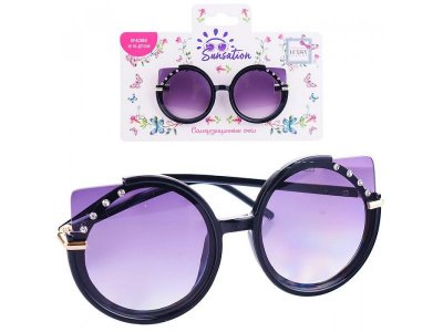 Солнцезащитные очки для детей Lukky Fashion Кошачий взгляд с декором из страз 1-00370031_1