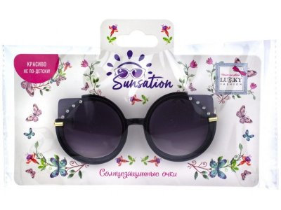 Солнцезащитные очки для детей Lukky Fashion Кошачий взгляд с декором из страз 1-00370031_2